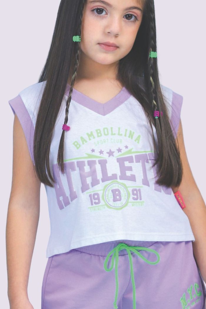 Regata de algodão com estampa em silk