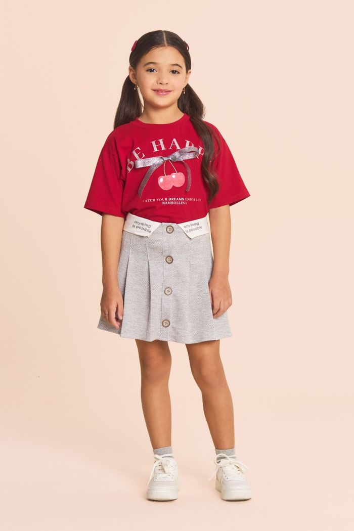 Saia de malha zigzag detalhe cós sublimado