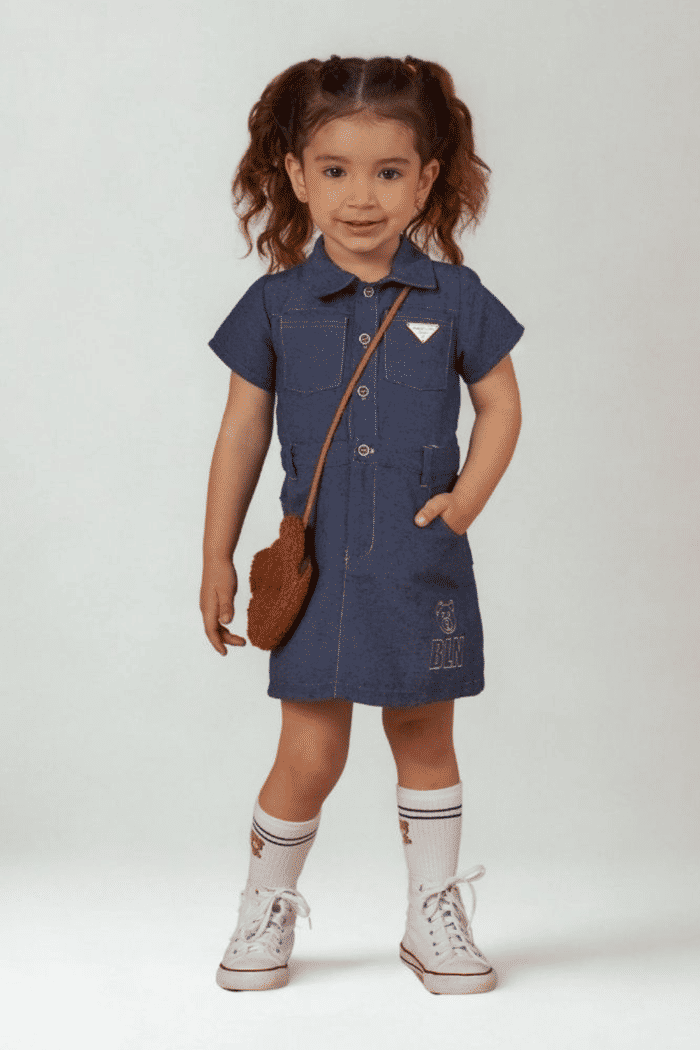 Vestido jeans com bordado