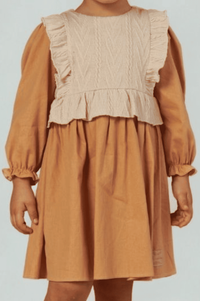 Vestido de tricoline com corpo de tricô