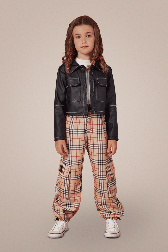 Jaqueta de couro sintético preto