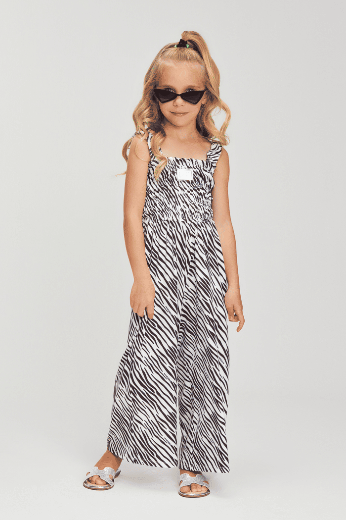 Macacão longo estampa de zebra