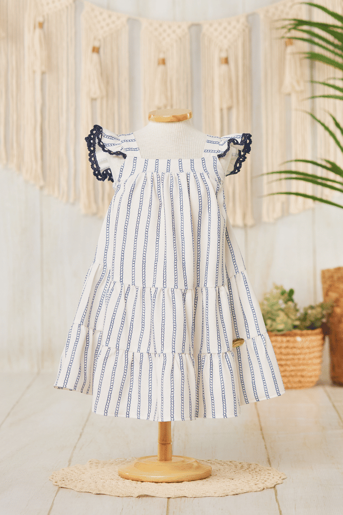 Vestido com estampa de cordinhas náuticas