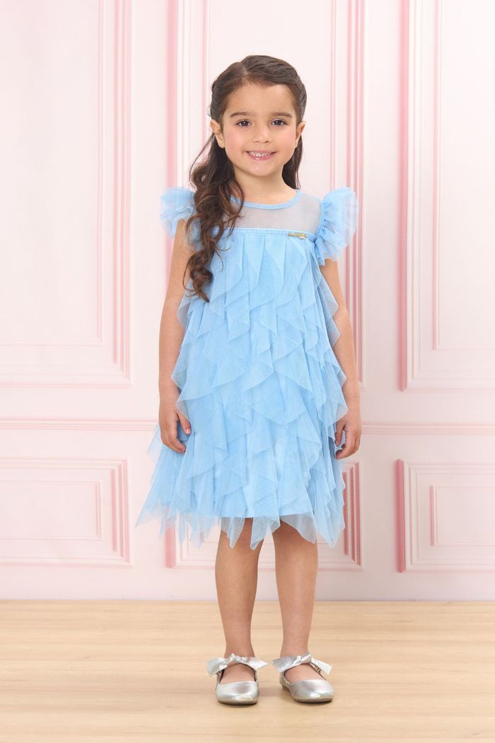 Vestido micro tule em camadas