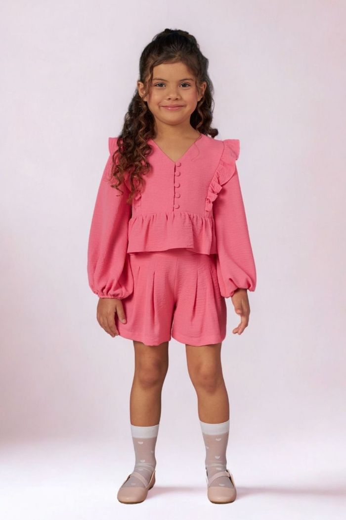 Conjunto de malha crepe rosa