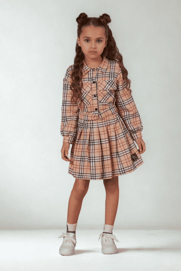 Vestido manga longa xadrez