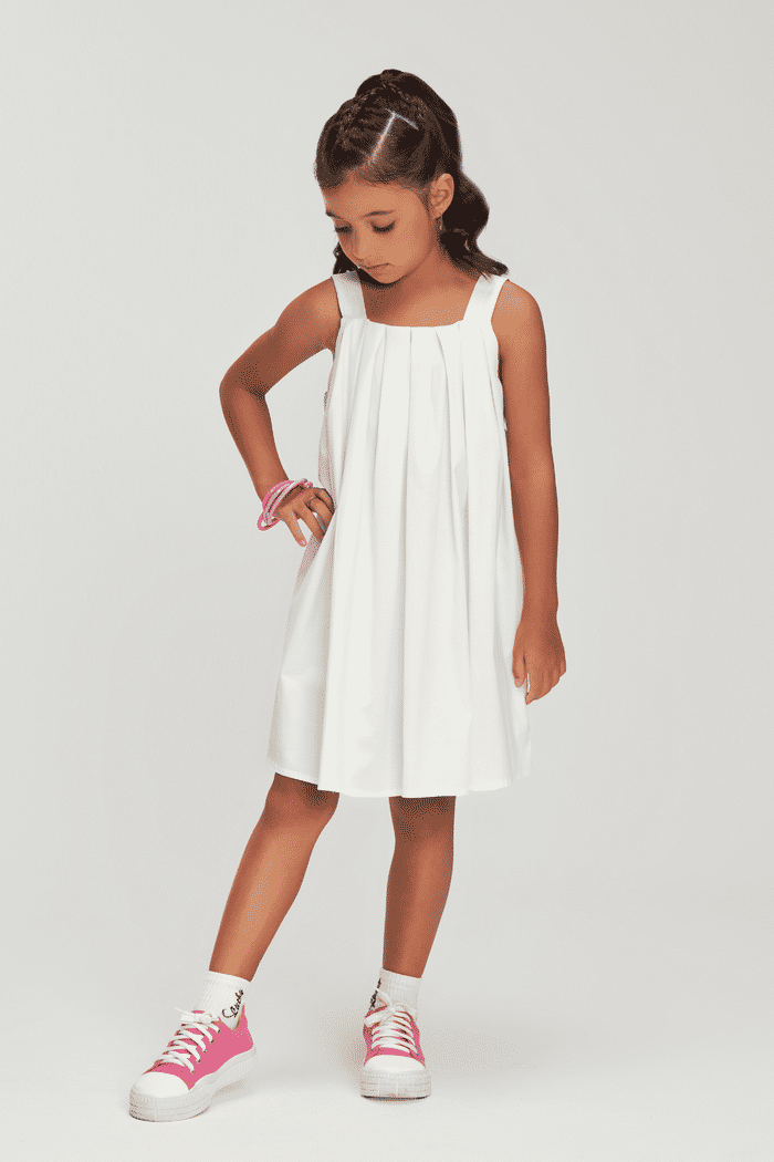 Vestido de pregas off-white