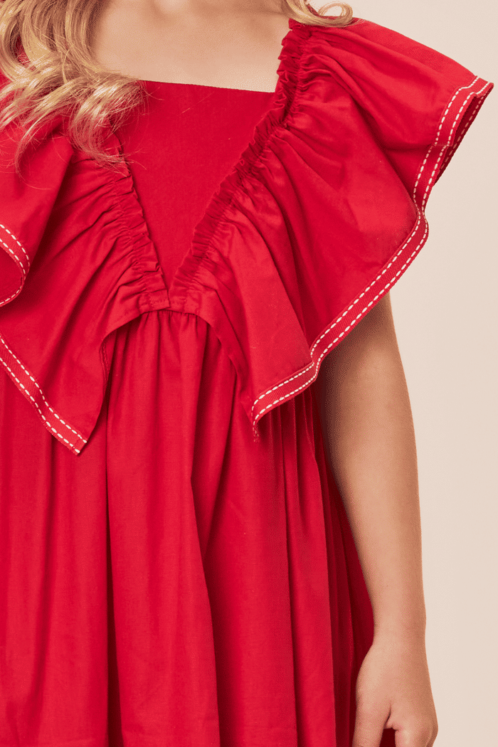 Vestido de tricoline vermelho