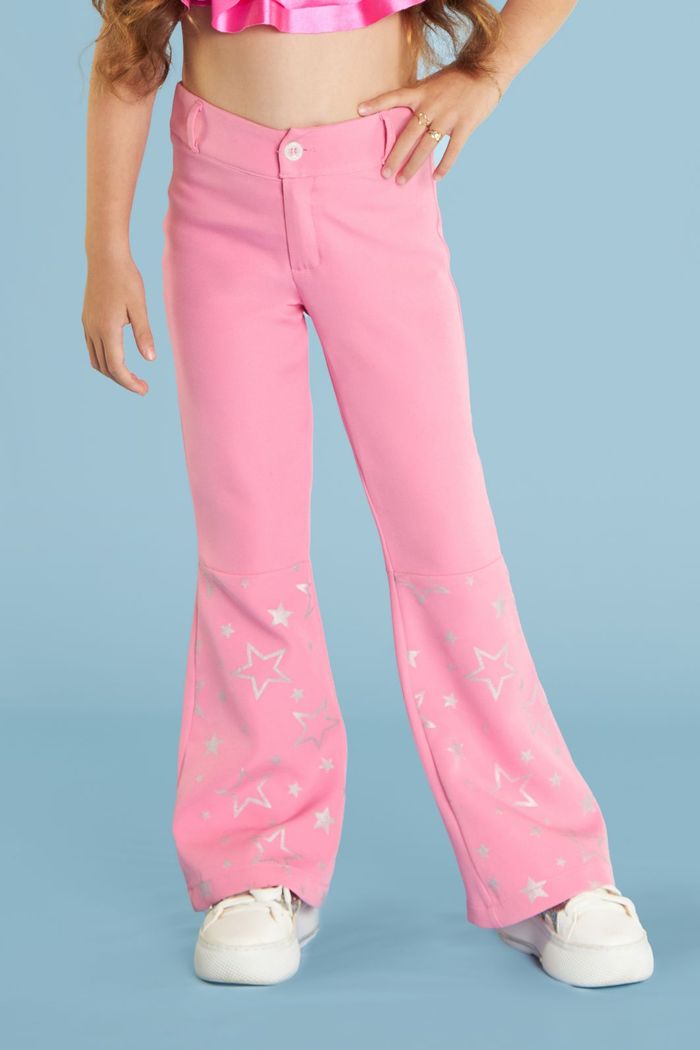 Calça flare silk de estrelas