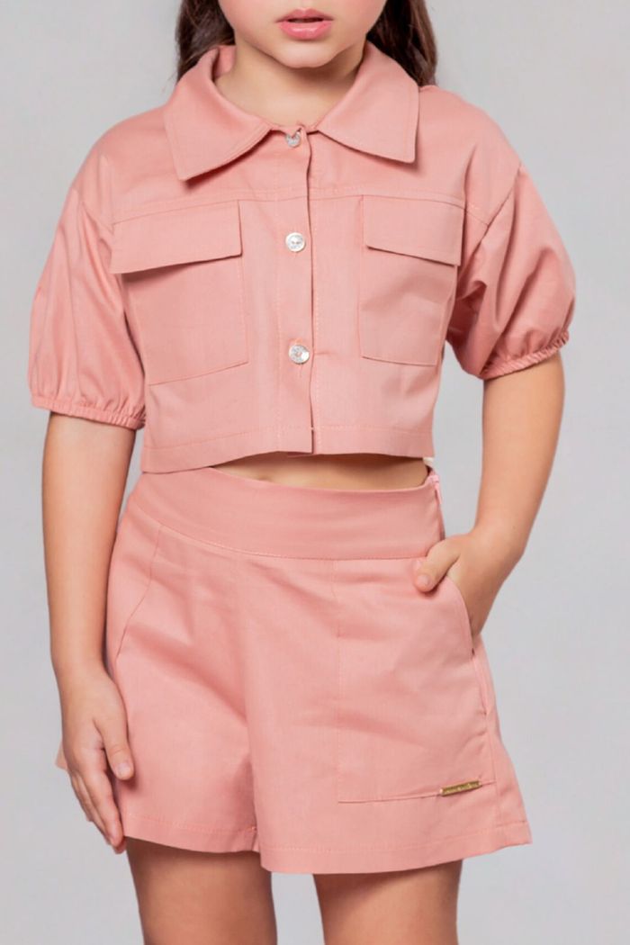 Conjunto camisa e short de tricoline