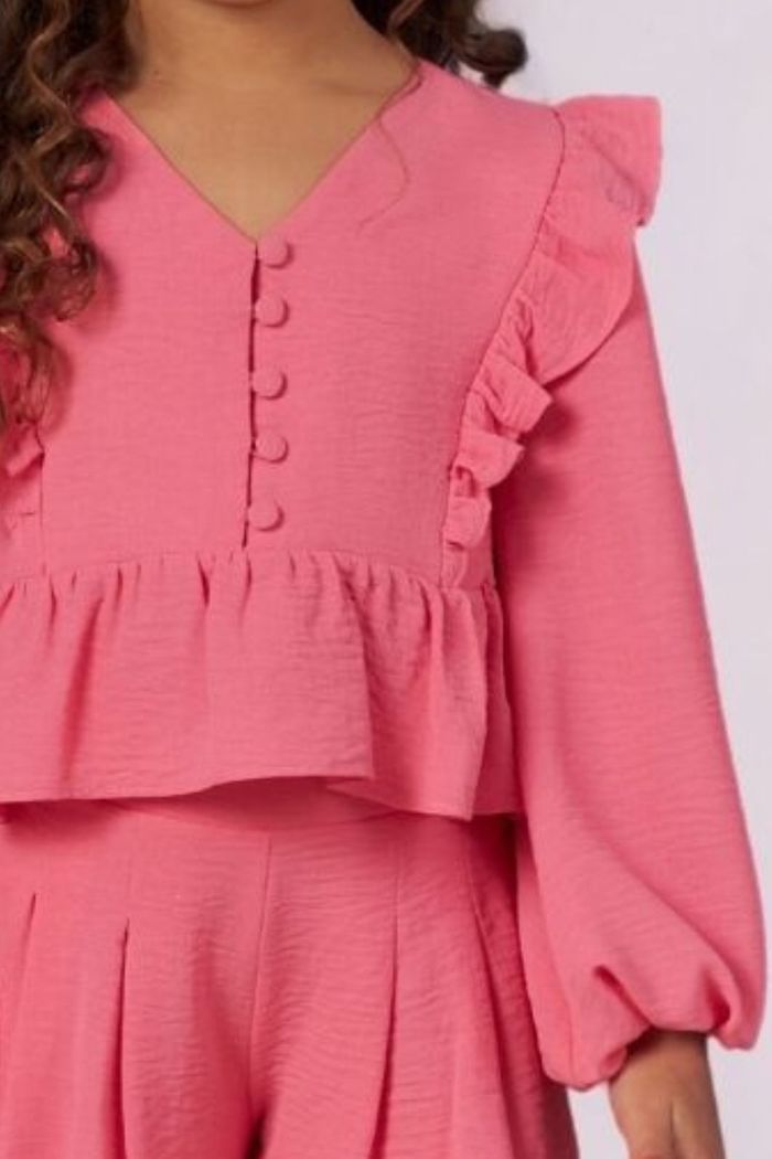 Conjunto de malha crepe rosa