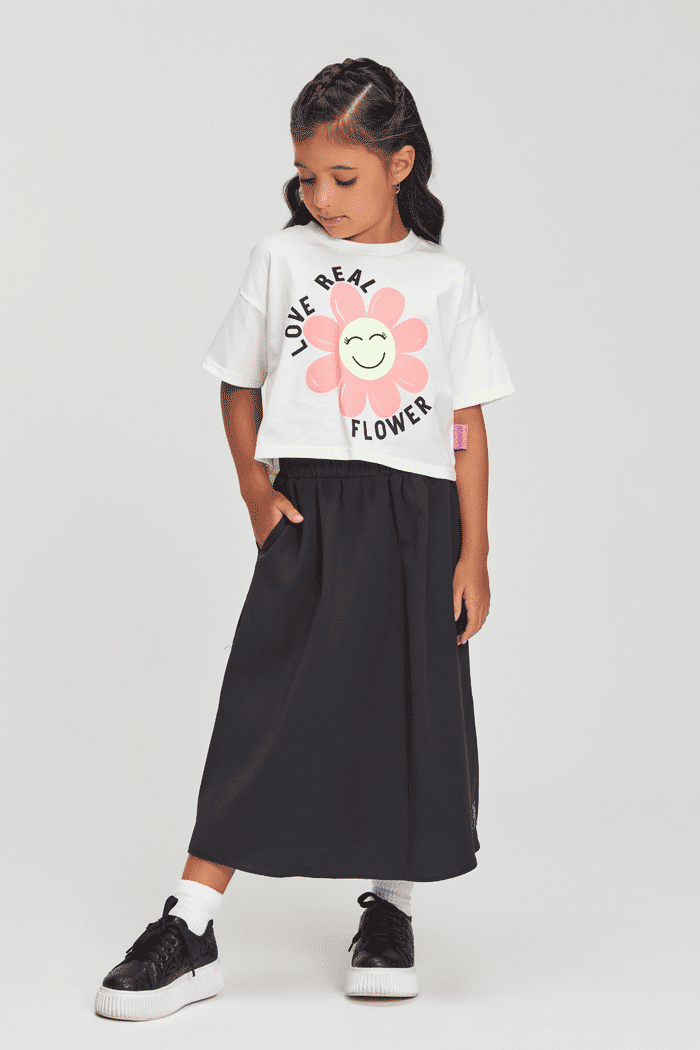 T-shirt com estampa em silk na frente