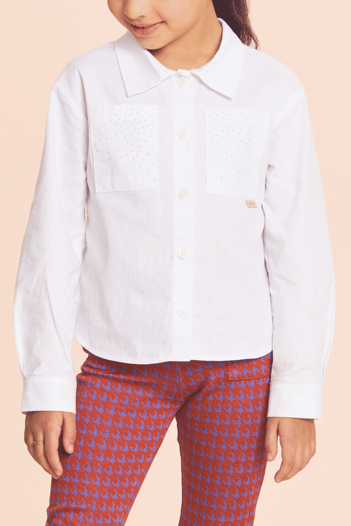 Camisa de tricoline com strass