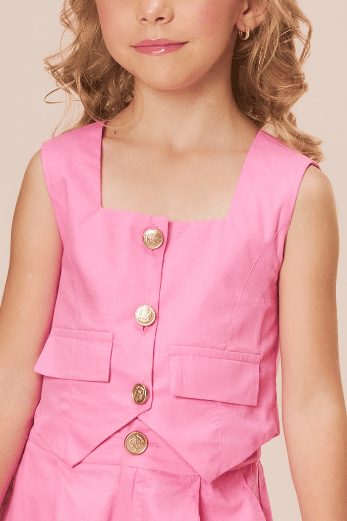 Conjunto colete e short de tricoline