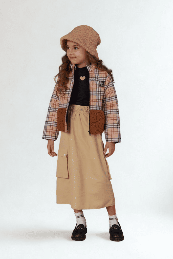 Jaqueta xadrez com pele