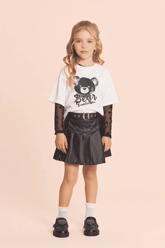 Blusa de tule flocking coração