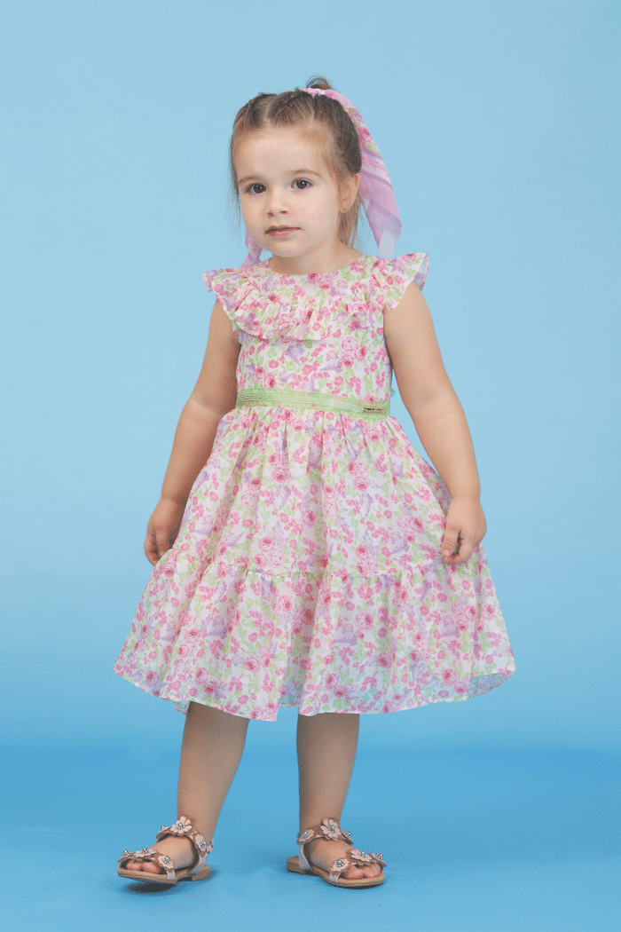 Vestido de chiffon com estampa floral