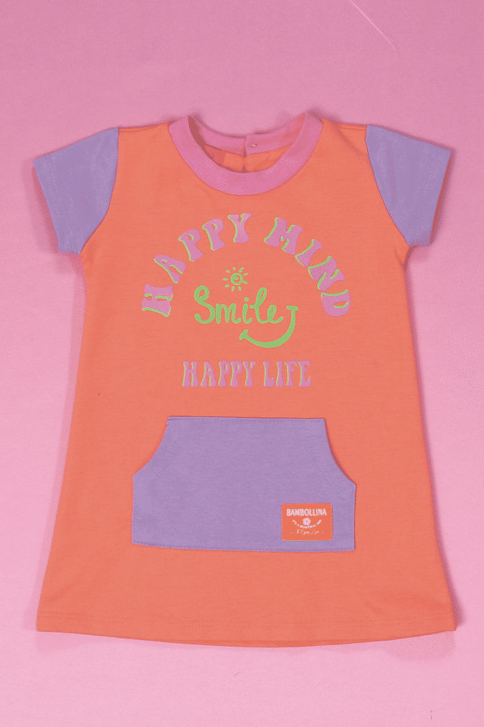 Vestido de moletinho com estampa em silk