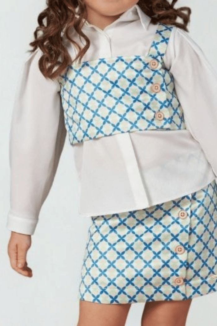 Conjunto estampado com blusa de salina