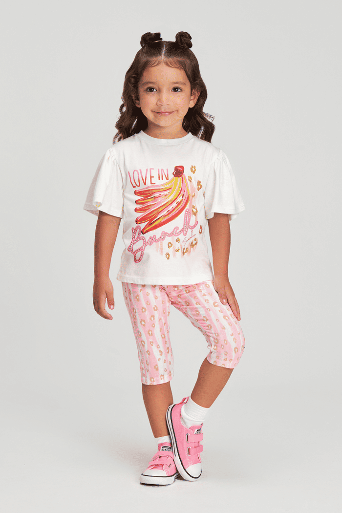 Conjunto blusa de malha e legging estampada