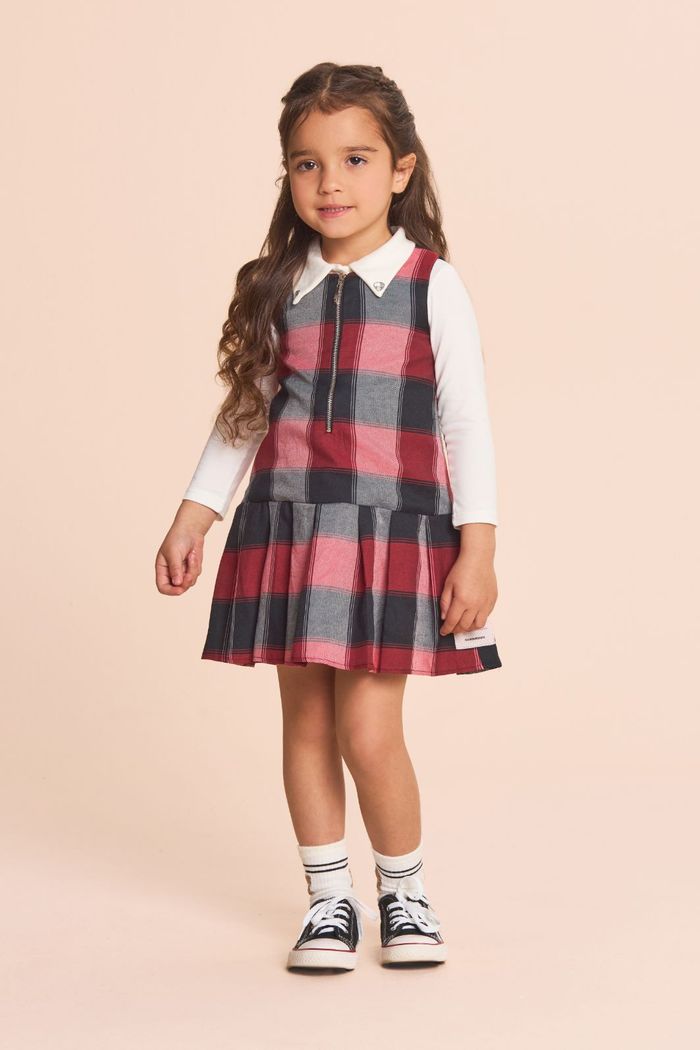 Vestido de sarja xadrez