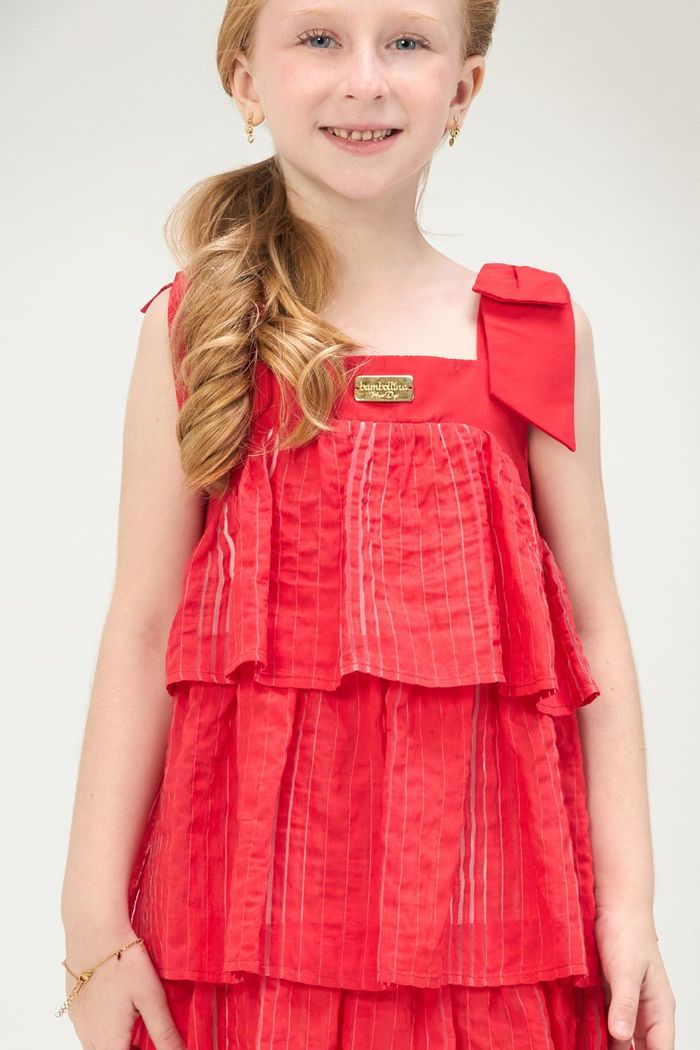 Vestido três marias com laços nas alças