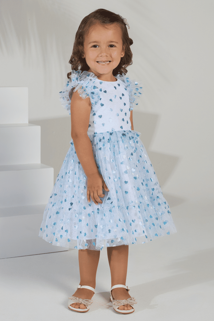 Vestido de tule glitter corações