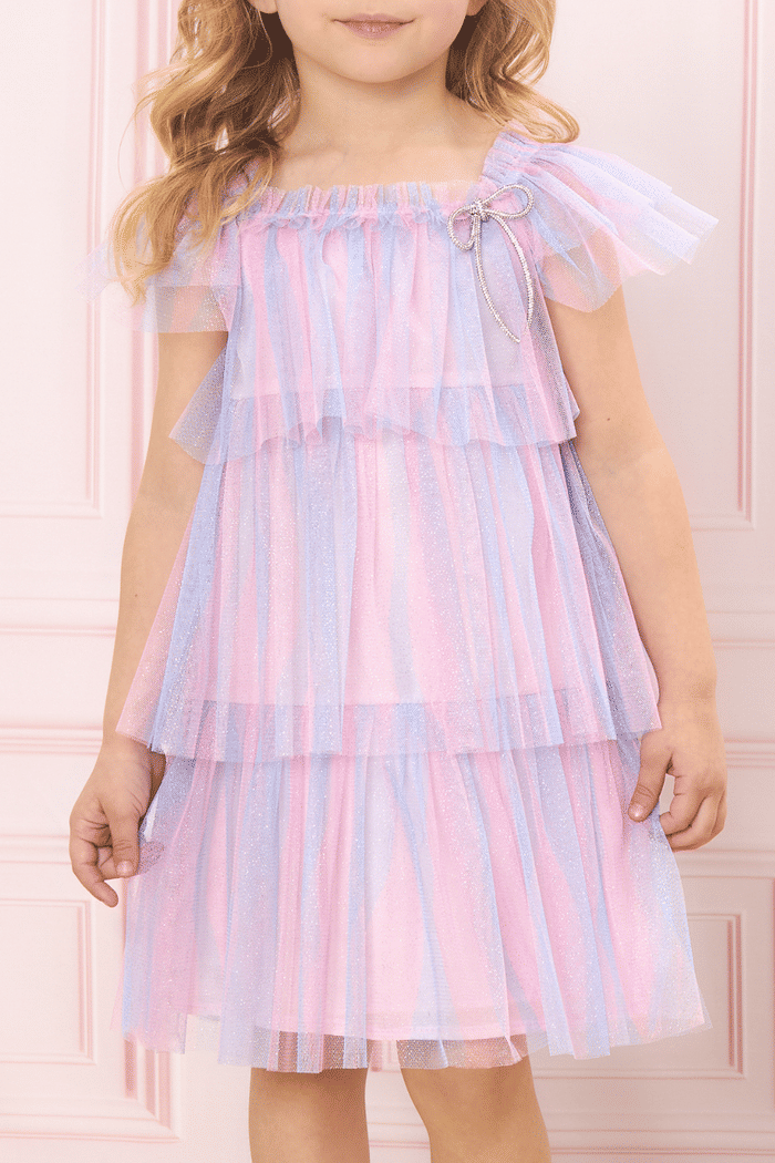 Vestido de tule glitter lilás