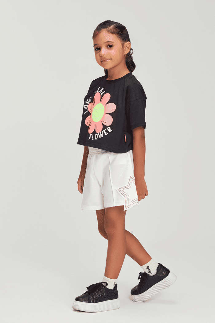 Short de moletinho com estrela lateral