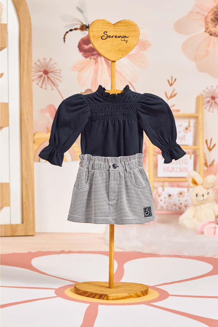 Conjunto body baby e saia preto e branca