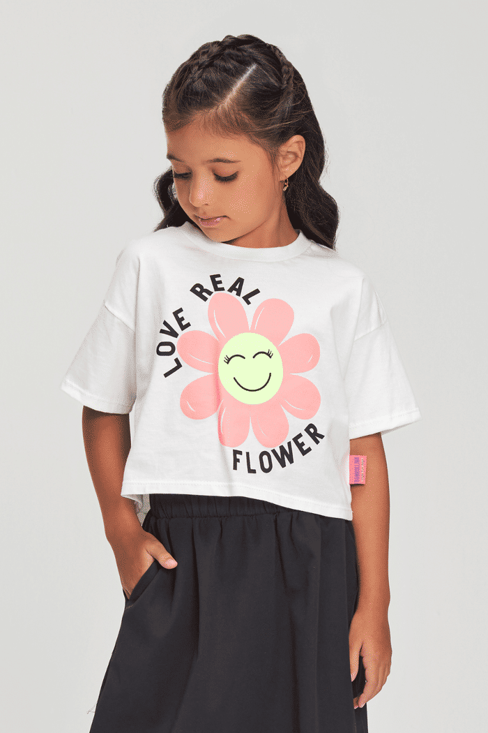 T-shirt com estampa em silk na frente