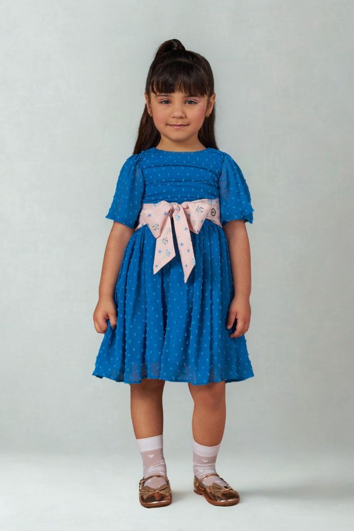 Vestido de chiffon detalhe faixa p/ amarração