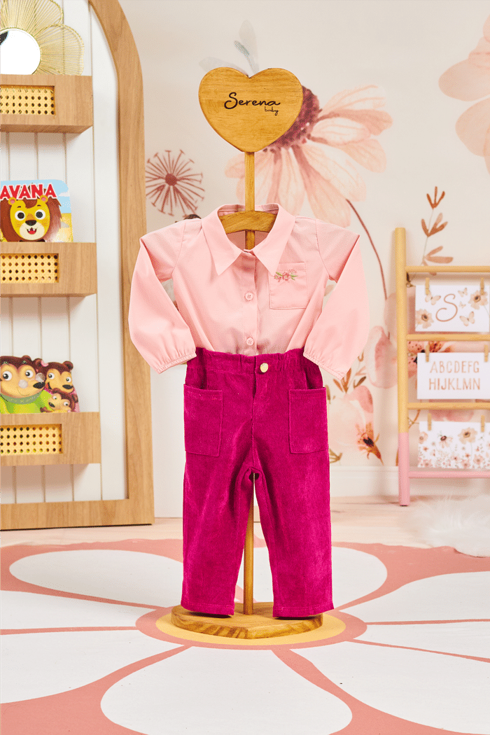 Body de tricoline com bolso bordado