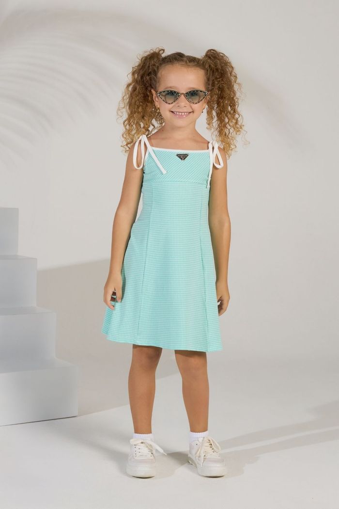 Vestido xadrez com alças de amarração