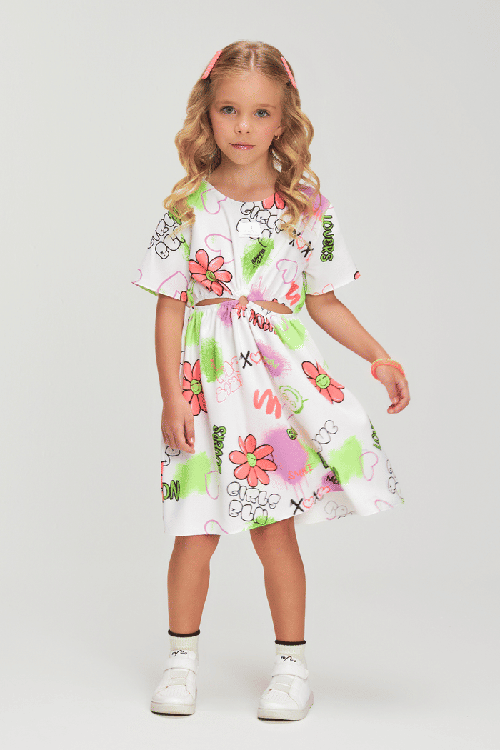 Vestido com estampa neon