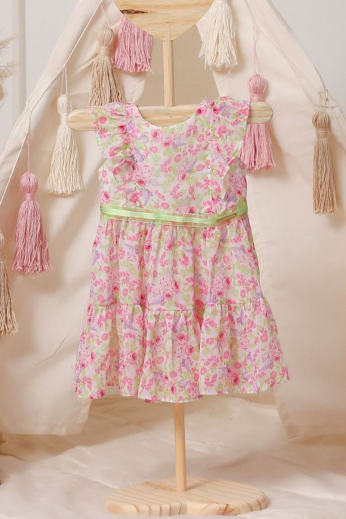 Vestido de chiffon com estampa floral