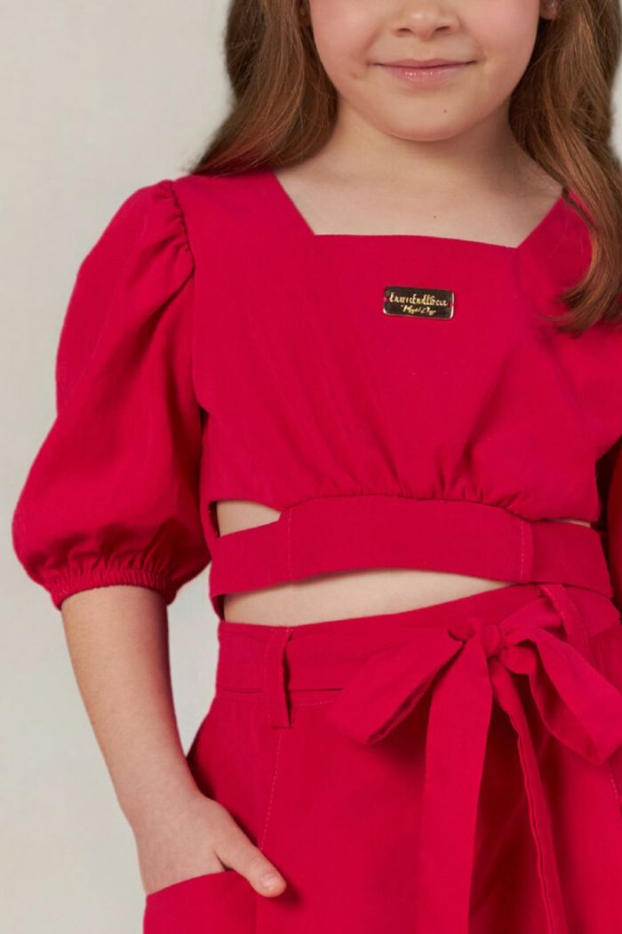 Conjunto pink de tecido cupro