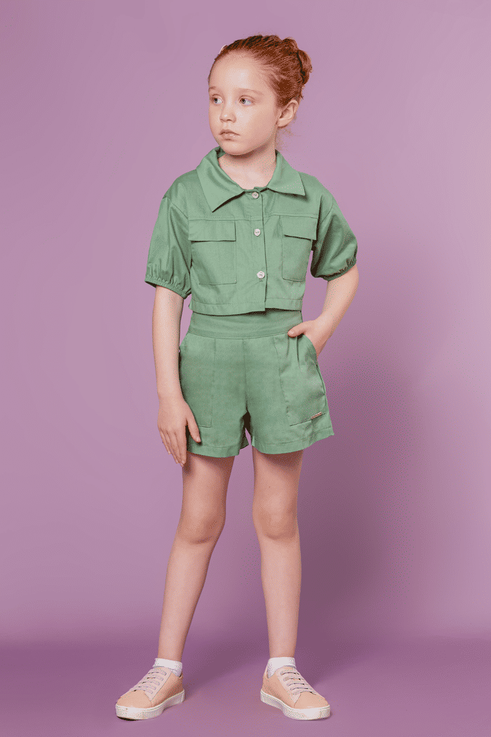 Conjunto camisa e short de tricoline