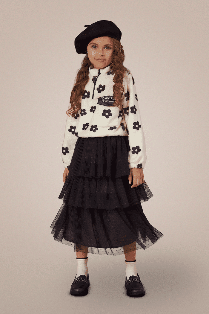 Moletom de pele com estampa de flores