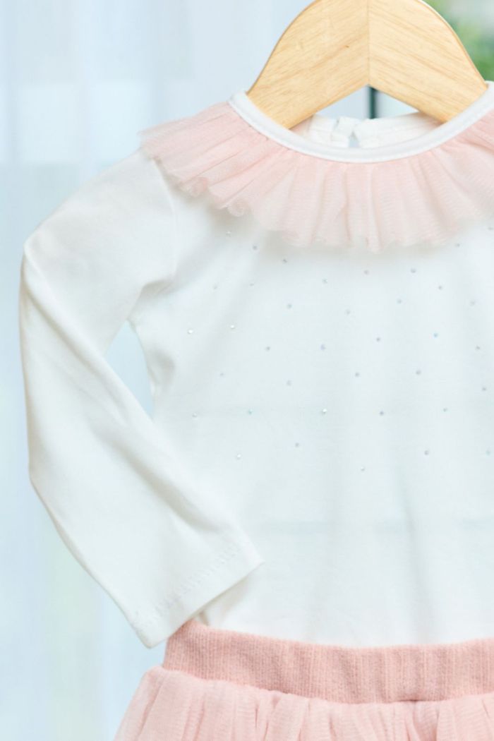 Conjunto body chuva de strass e legging de tricot