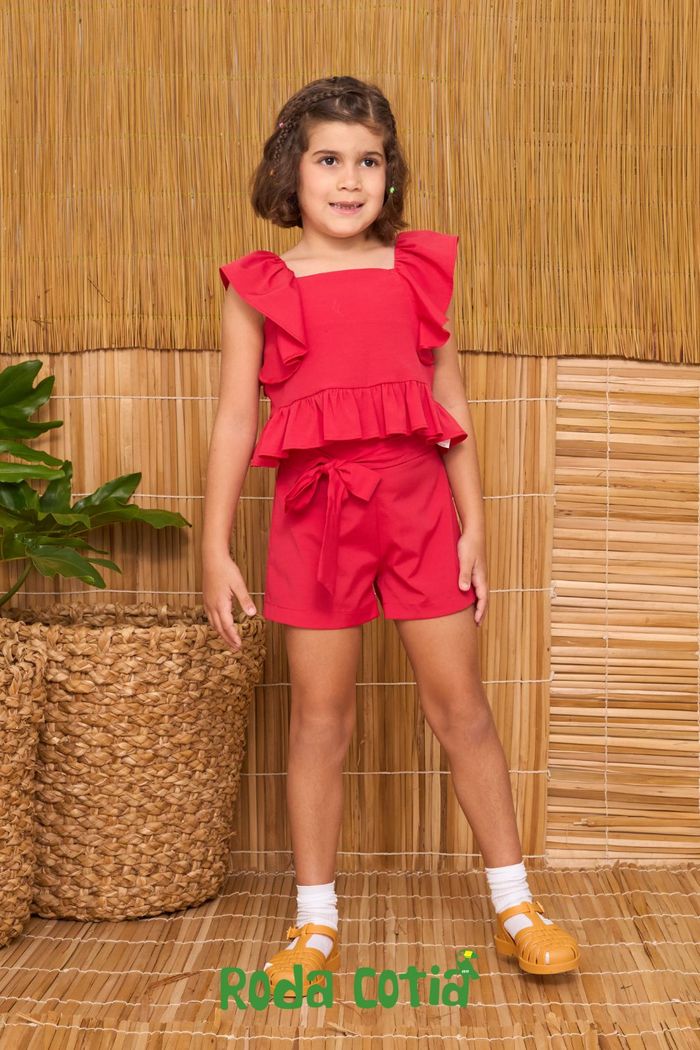 Conjunto blusa e short de tricoline