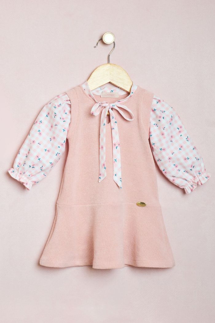 Vestido de tricot e dunas estampado