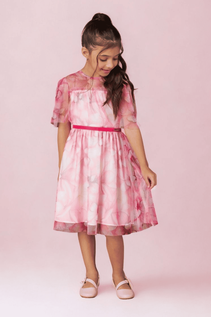 Vestido de tule estampado