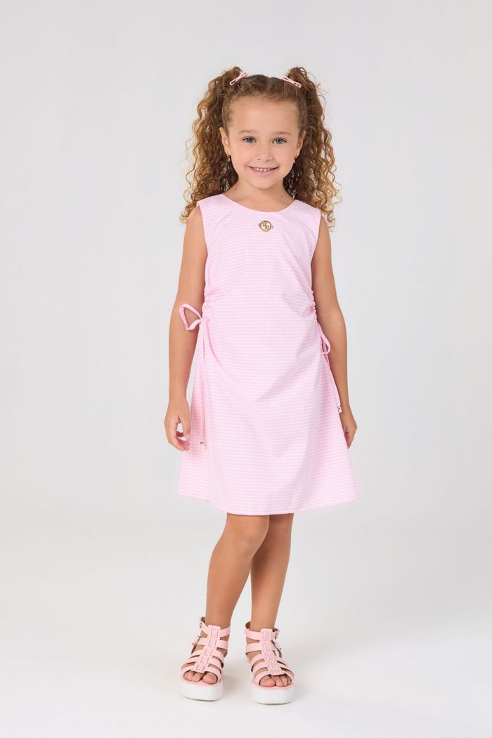 Vestido xadrez com abertura lateral