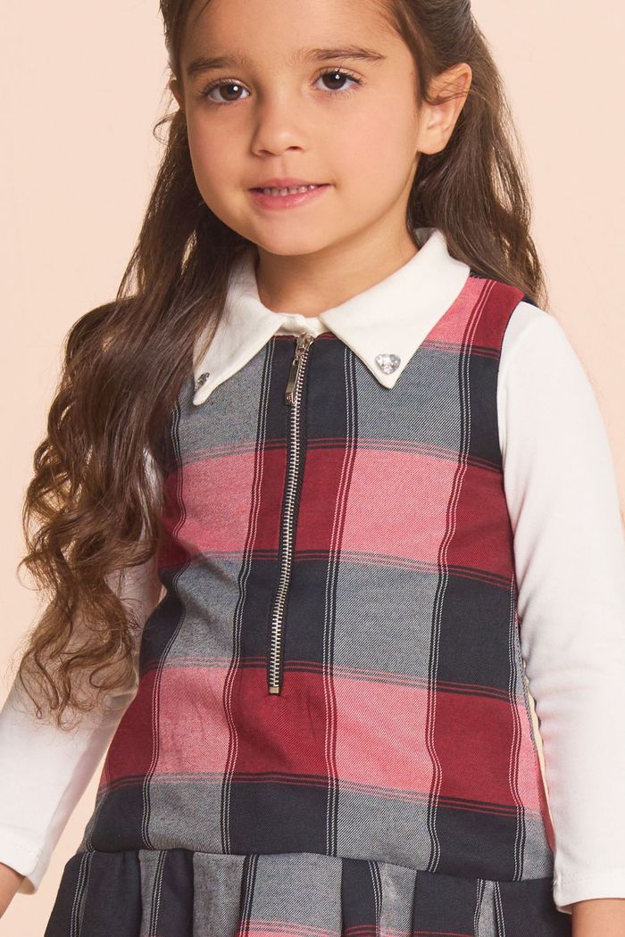 Vestido de sarja xadrez