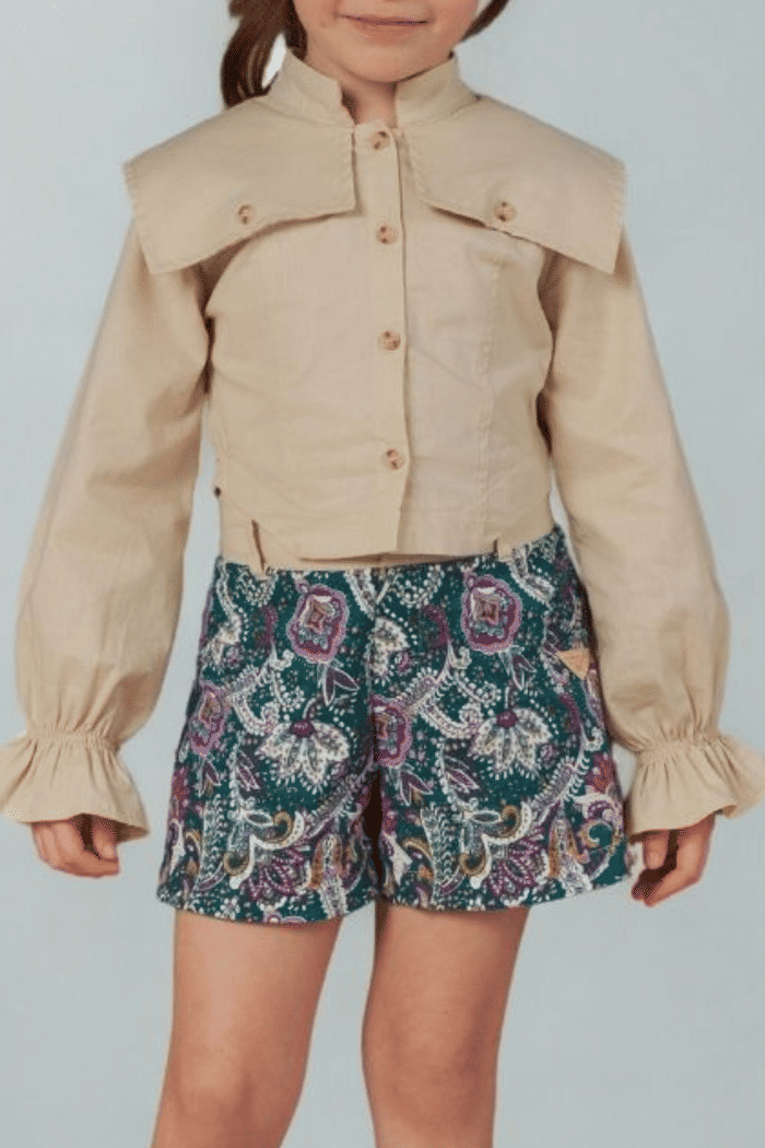 Conjunto camisa de tricoline com short estampado