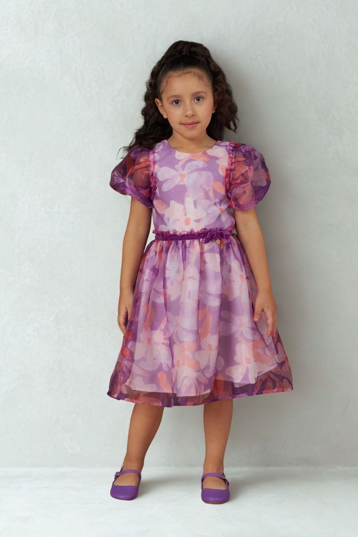 Vestido de organza estampado