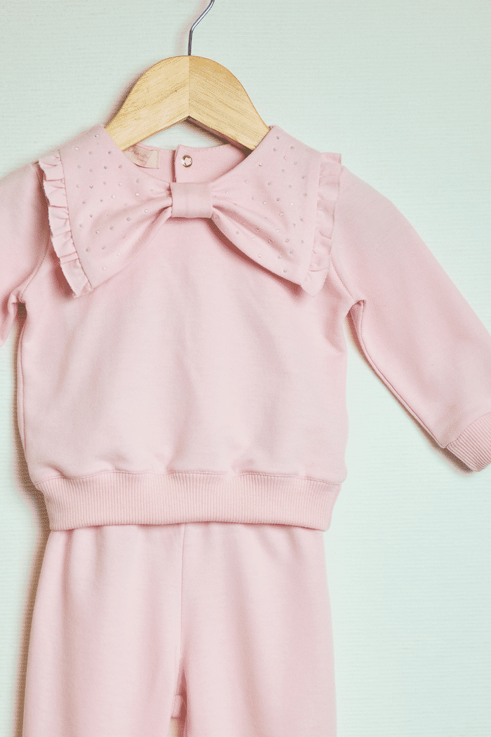 Conjunto de moletinho rosa bebê