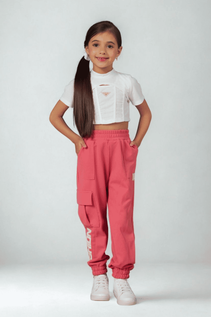 Cropped de malha canelada manga curta