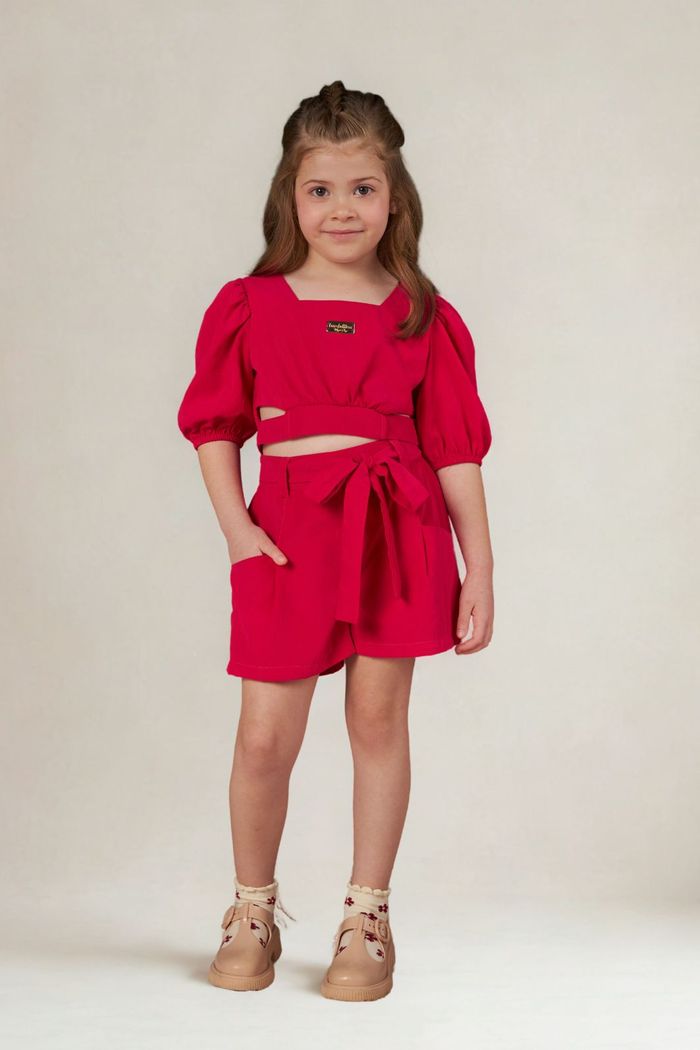 Conjunto pink de tecido cupro